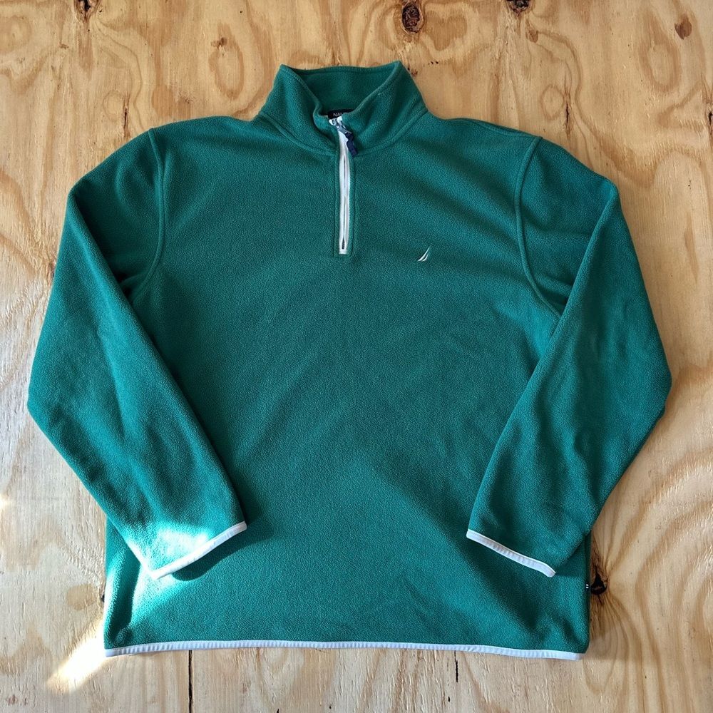 Nautica Green Quarter Zip Fleece Sweater XXL